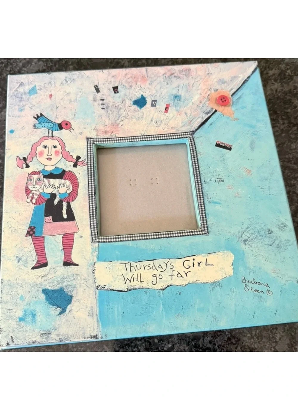 Vintage Days of the Week Little Girl Picture Frame Barabara Olsen Thursdays Girl